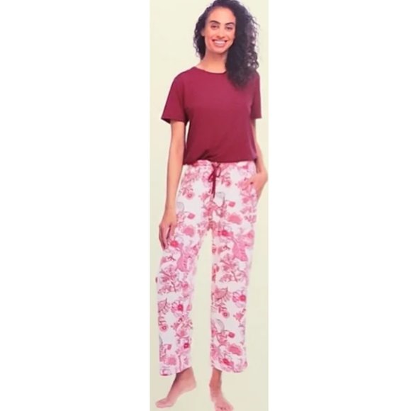 Flora Nikrooz Women's Shortsleeve 2 Pc. Pajama Set Raspberry Pink Medium NWT - Picture 1 of 3